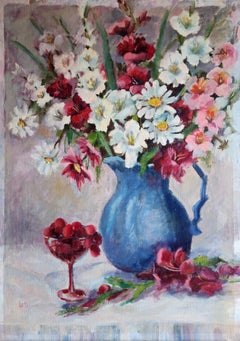 Goblet of Grapes, unframed oil on board, 24x17" still life painting