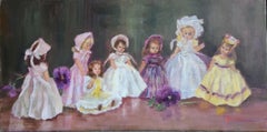 My Doll Collection, unframed oil on board, 10x20"