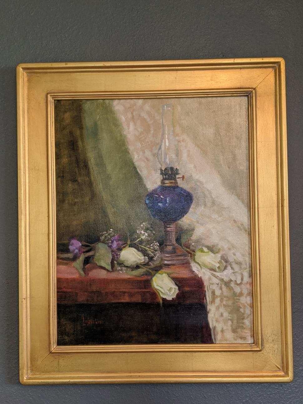 Mesita de noche - Still-Life Painting Marrón de Lu Haskew