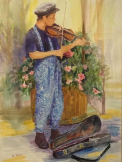 On the Streets of Paris, 30x22" watercolor, framed