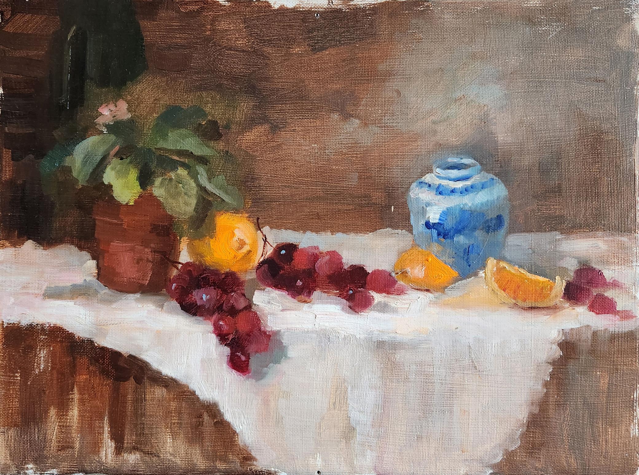 Orange Slices for Today, unframed oil on board, 12x16"