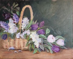 Stylish Basket, unframed oil on board, 16x20