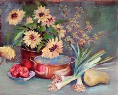Summer Bounty, unframed oil on board, 24x30" still life painting