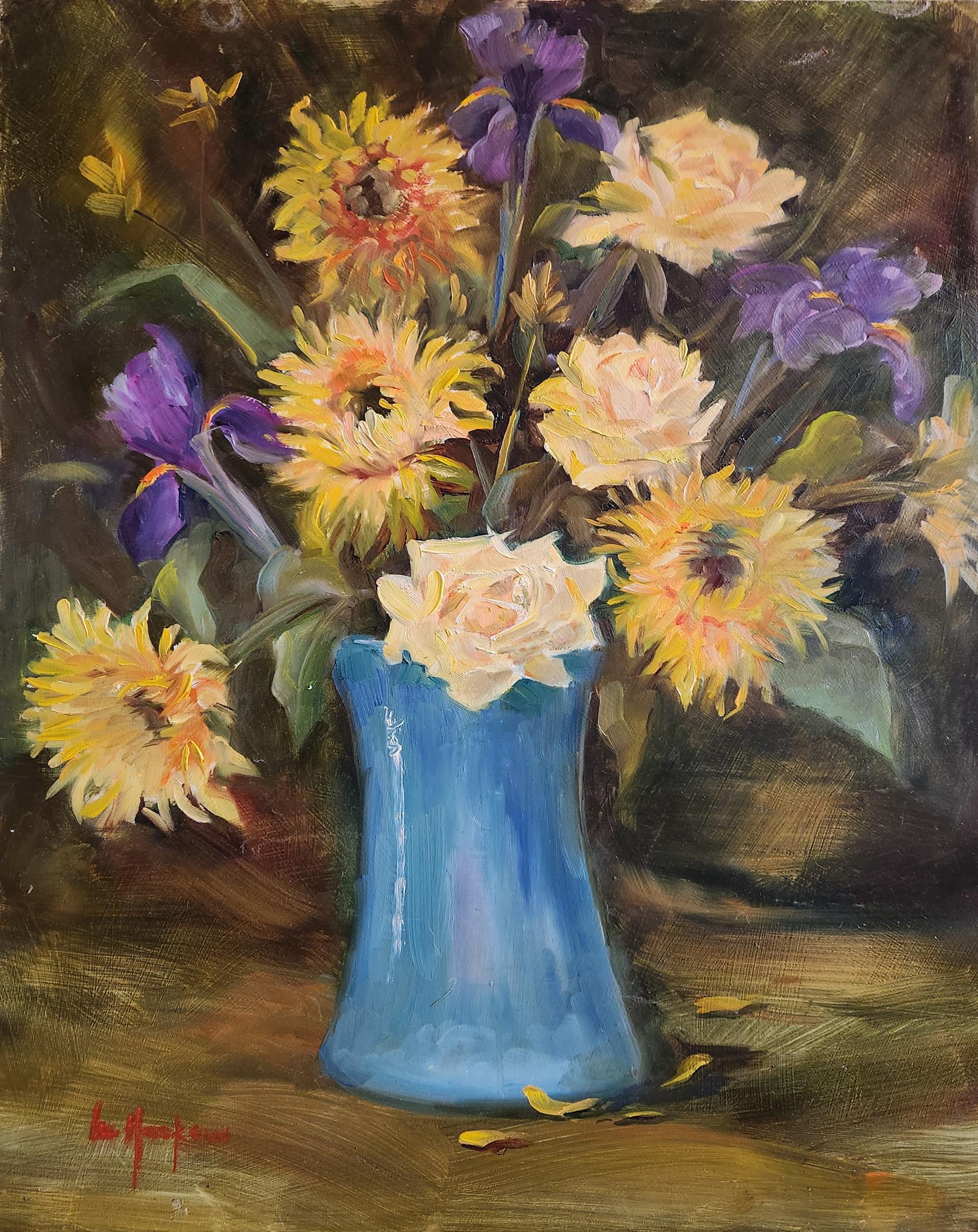 Sommersonne, ungerahmt Öl auf Karton, 20X16" Stillleben