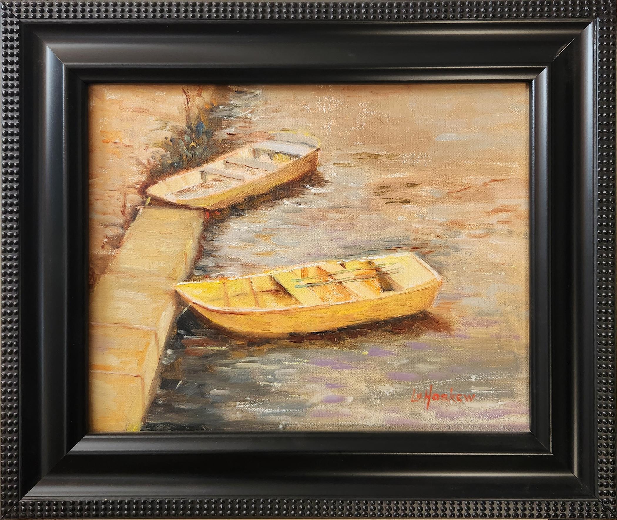 Tied Up, 8x10", oil, framed - Painting by Lu Haskew