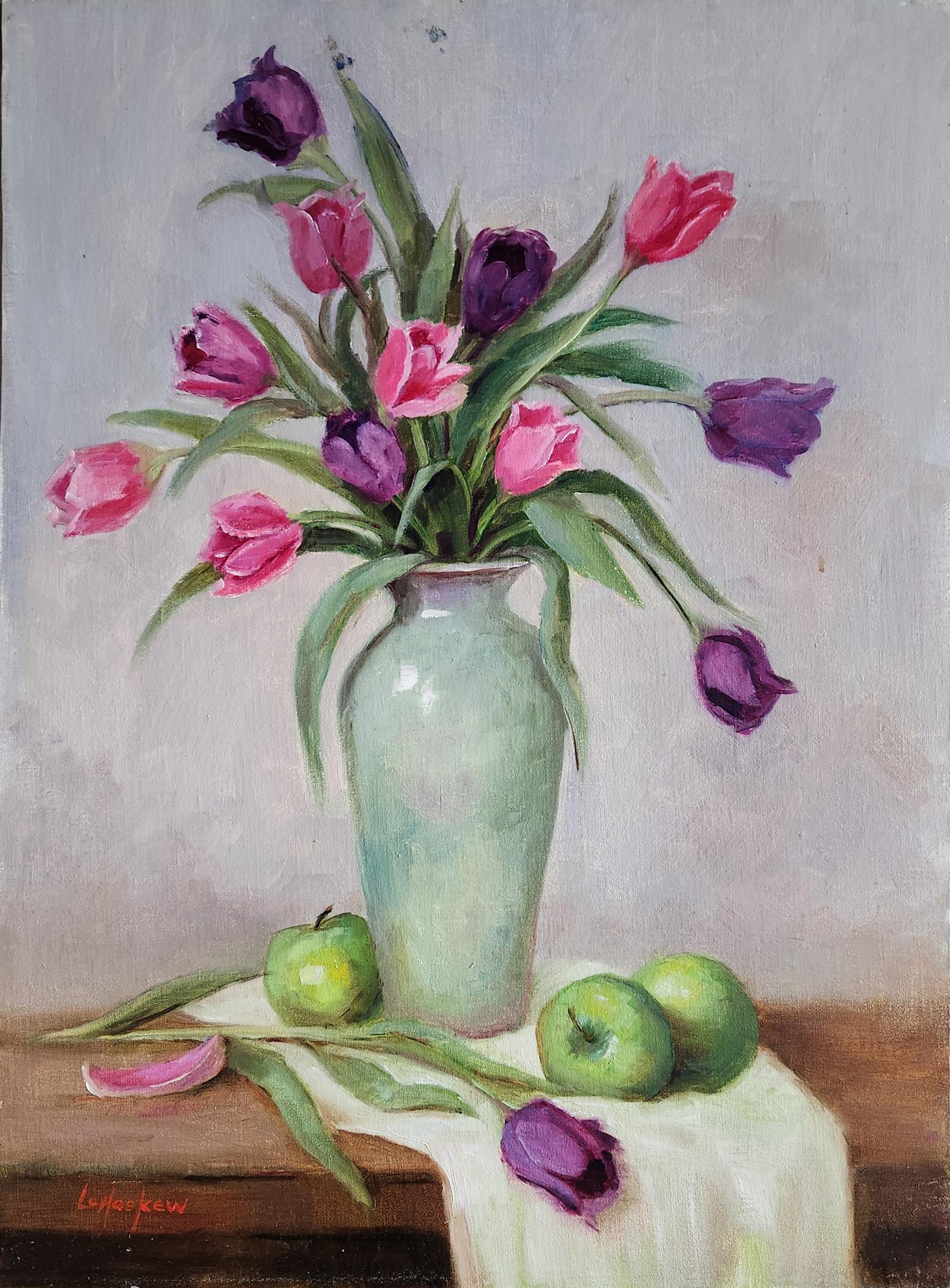 Tulpenzeit, ungerahmt Öl auf Karton, 24x18" Stillleben Gemälde
