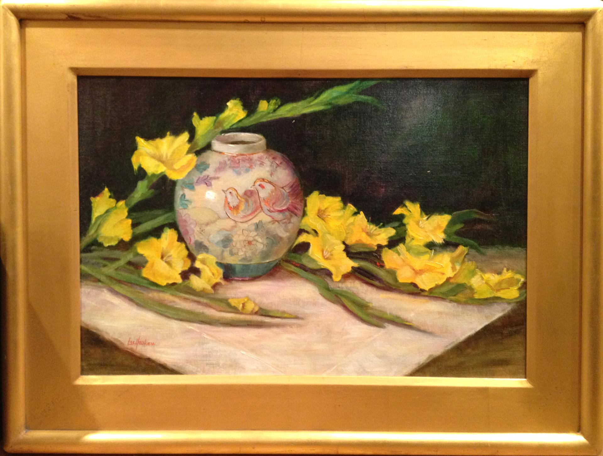 Lu Haskew Still-Life Painting - Yellow Glads