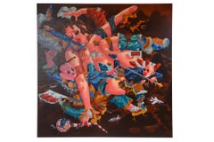 Lu Peng Colorful Acrylic Monumental Pop Art Painting Titled Floating