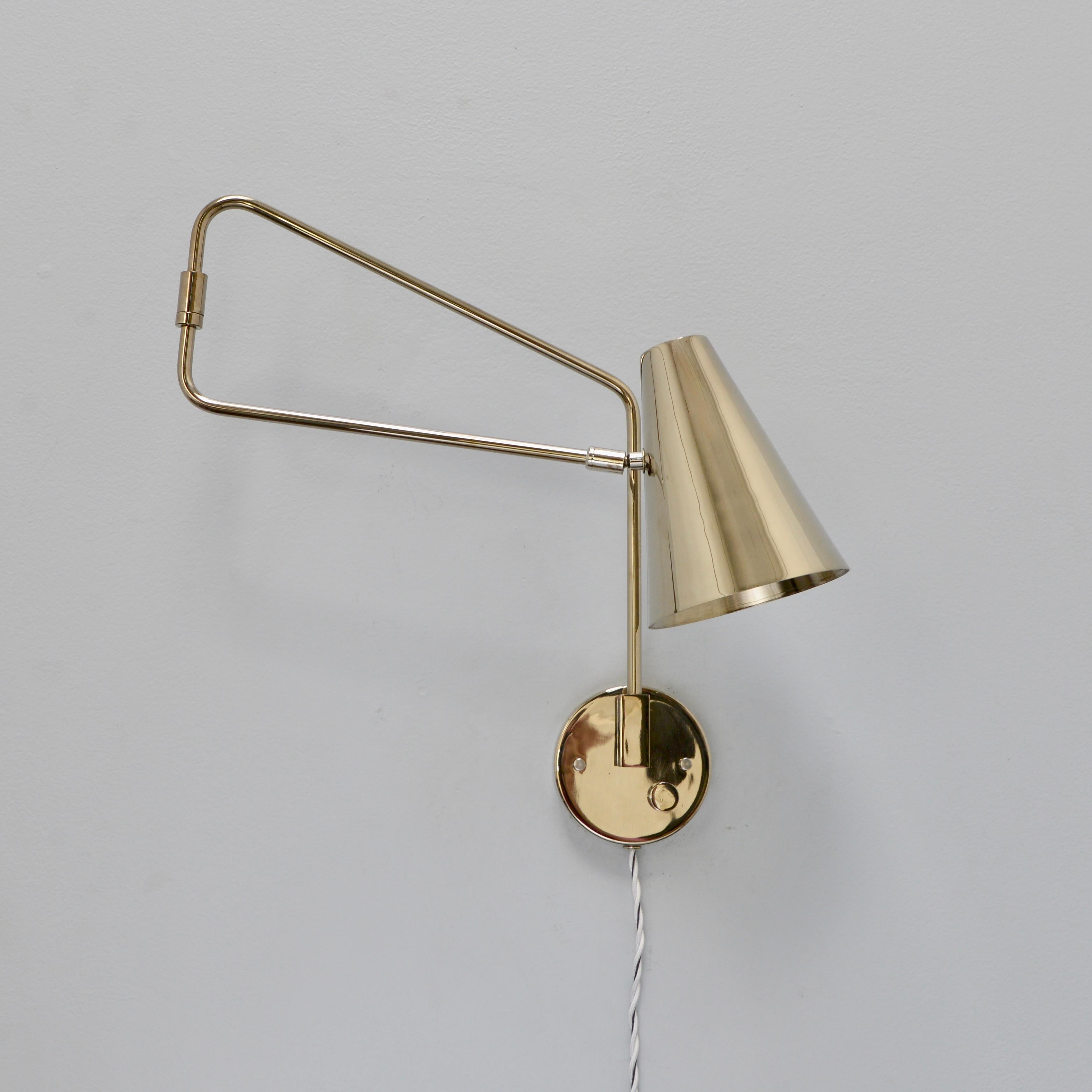Beautiful plug-in version of our Lumfardo Luminaires brass LU swing sconce in an aged silver finish. Wired with an E26 medium based socket. Light bulb provided as well as all mounting hardware. Priced individually.

Measurements: 
Height