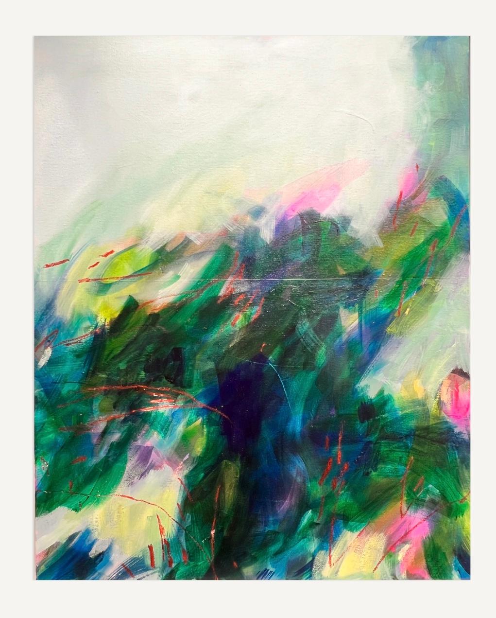 Pradera, Pintura original, Arte floral, Pintura abstracta en venta 2