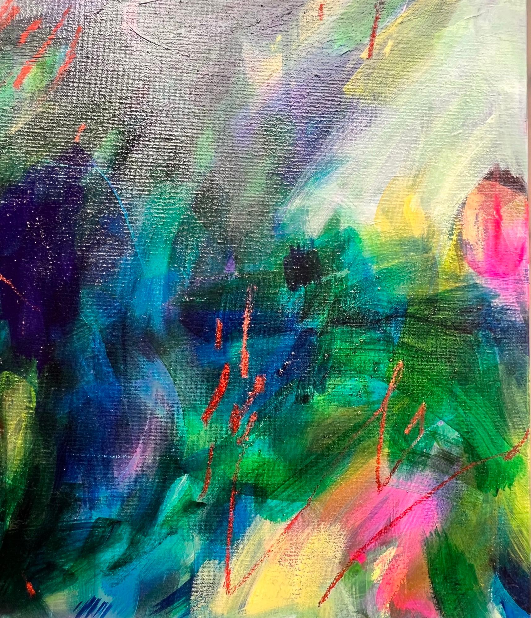 Pradera, Pintura original, Arte floral, Pintura abstracta en venta 3