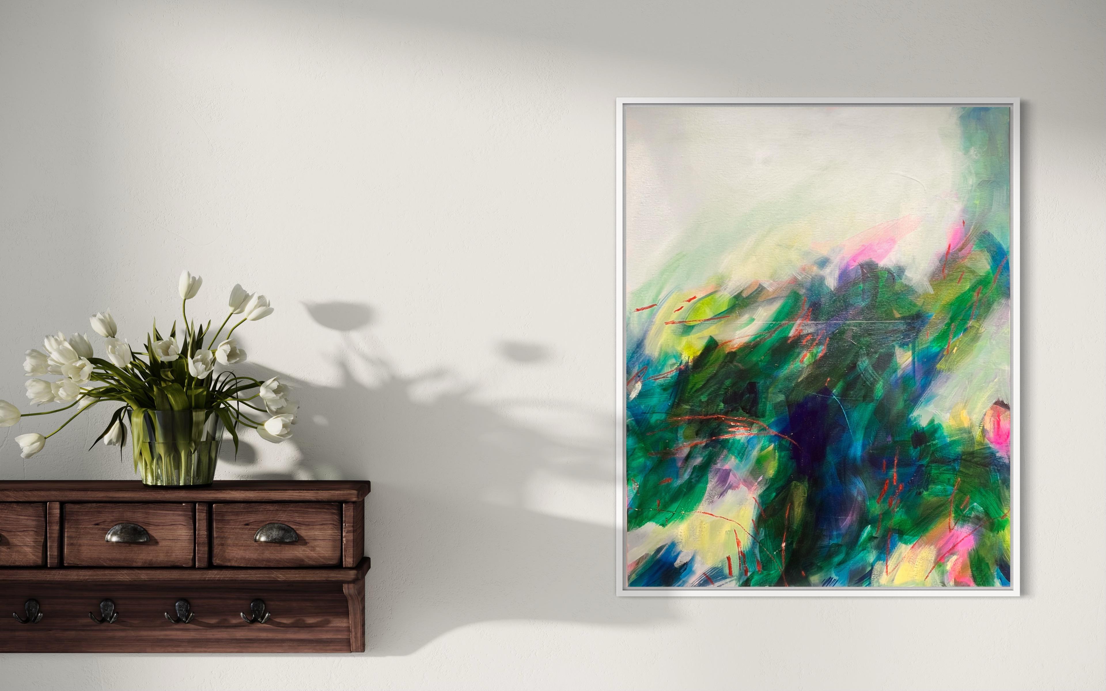 Pradera, Pintura original, Arte floral, Pintura abstracta en venta 4