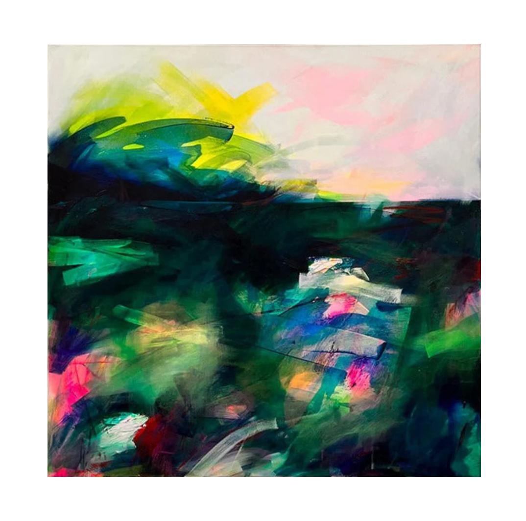 Ocean Bliss, Originalgemälde, Blumenkunst, Abstraktes Gemälde, Pastell (Schwarz), Abstract Painting, von Luana Asiata