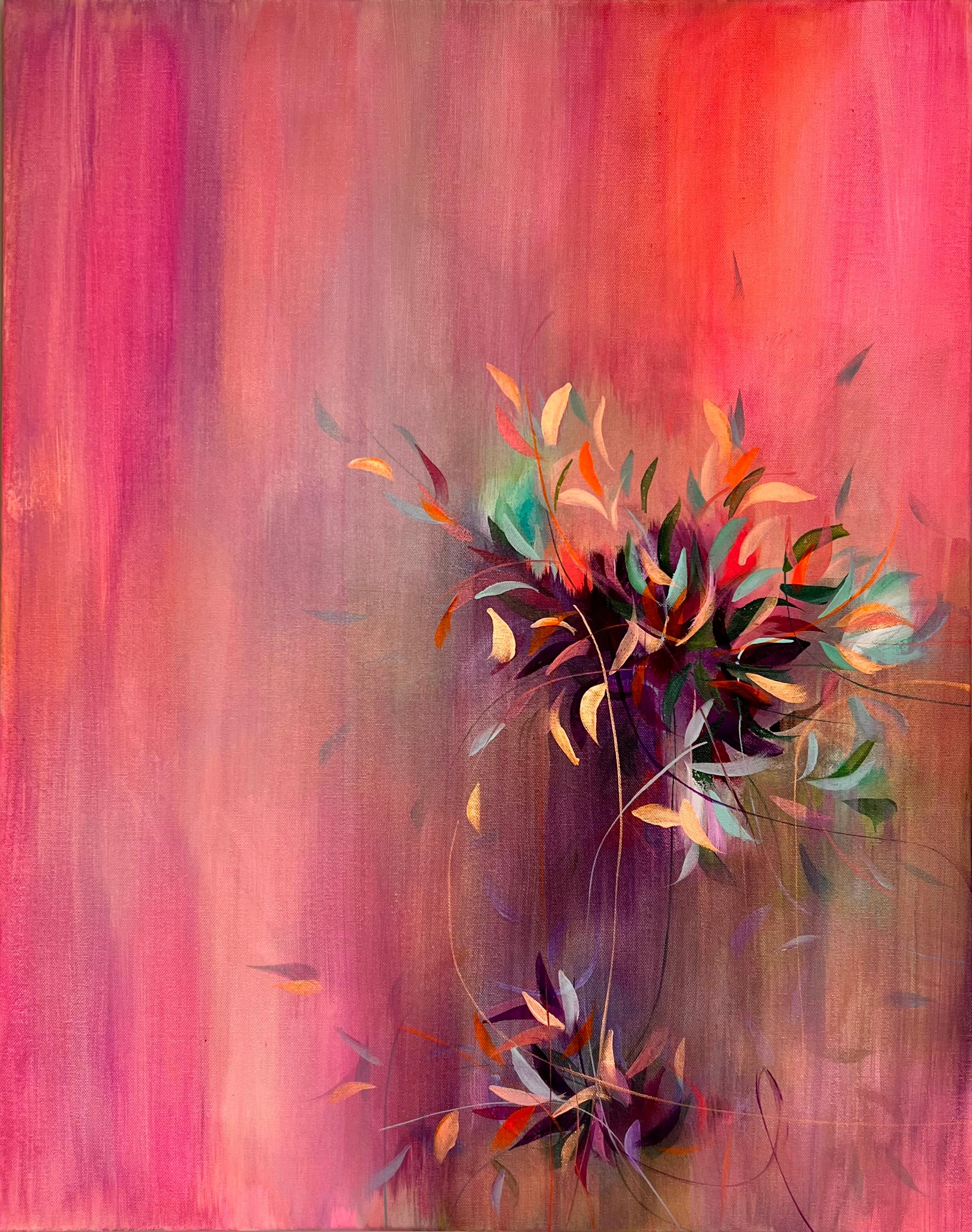 Floración estival I, Pintura original, Arte floral, Pintura abstracta