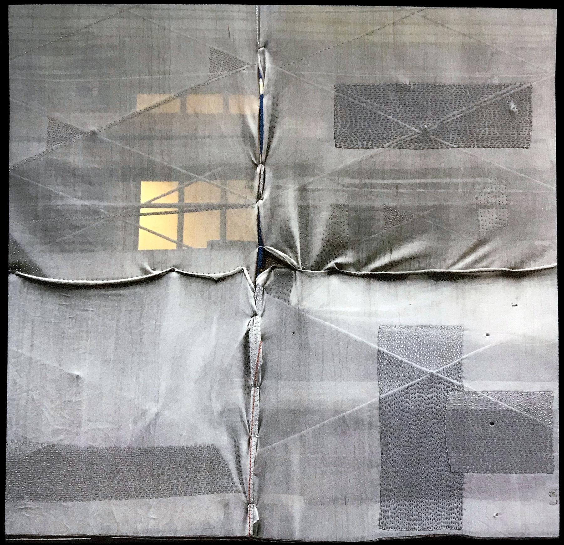 Luanne Rimel Abstract Photograph - "Nightlight / New York City", Original Photography, Printed on Silk, Stitching