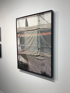 Fotografia a tecnica mista incorniciata su seta, abbellimenti a punto, 41 x 30 pollici