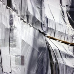 "Slow Burn" Photograph Printed on Silk with Stitched Embellishments, Framed