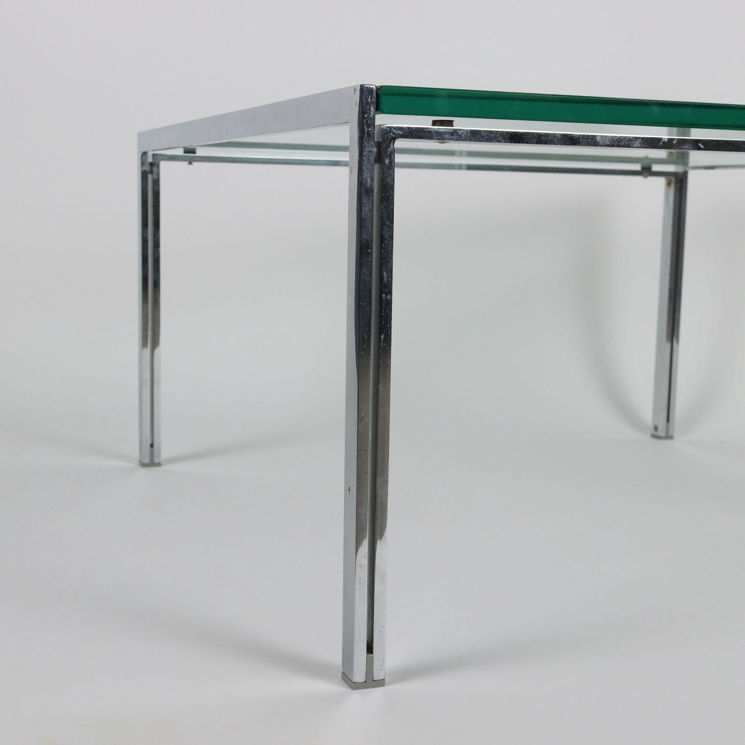 Mid-Century Modern Luar Coffee Table by ICF Chromed Metal Glass Italy 1970s