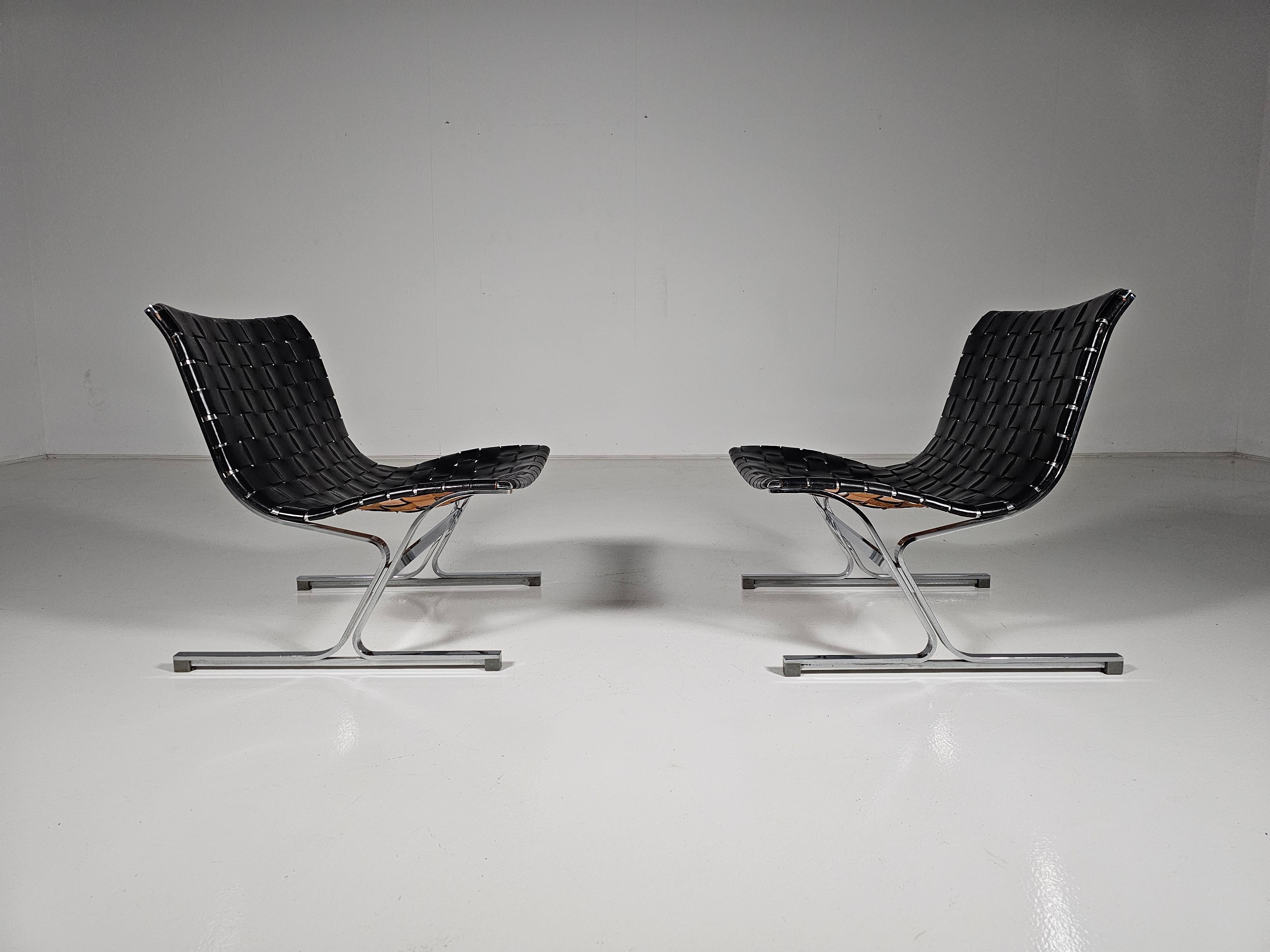 European 'Luar' Lounge Chairs  by Ross Littell for ICF de Padova, Italy, 1965 For Sale