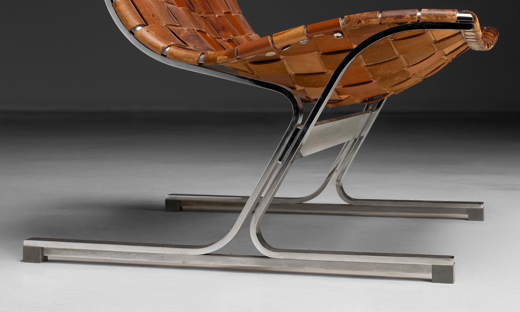 Leather Luar PLR 1 Lounge Chair by Ross Littell, Italy circa 1960 For Sale
