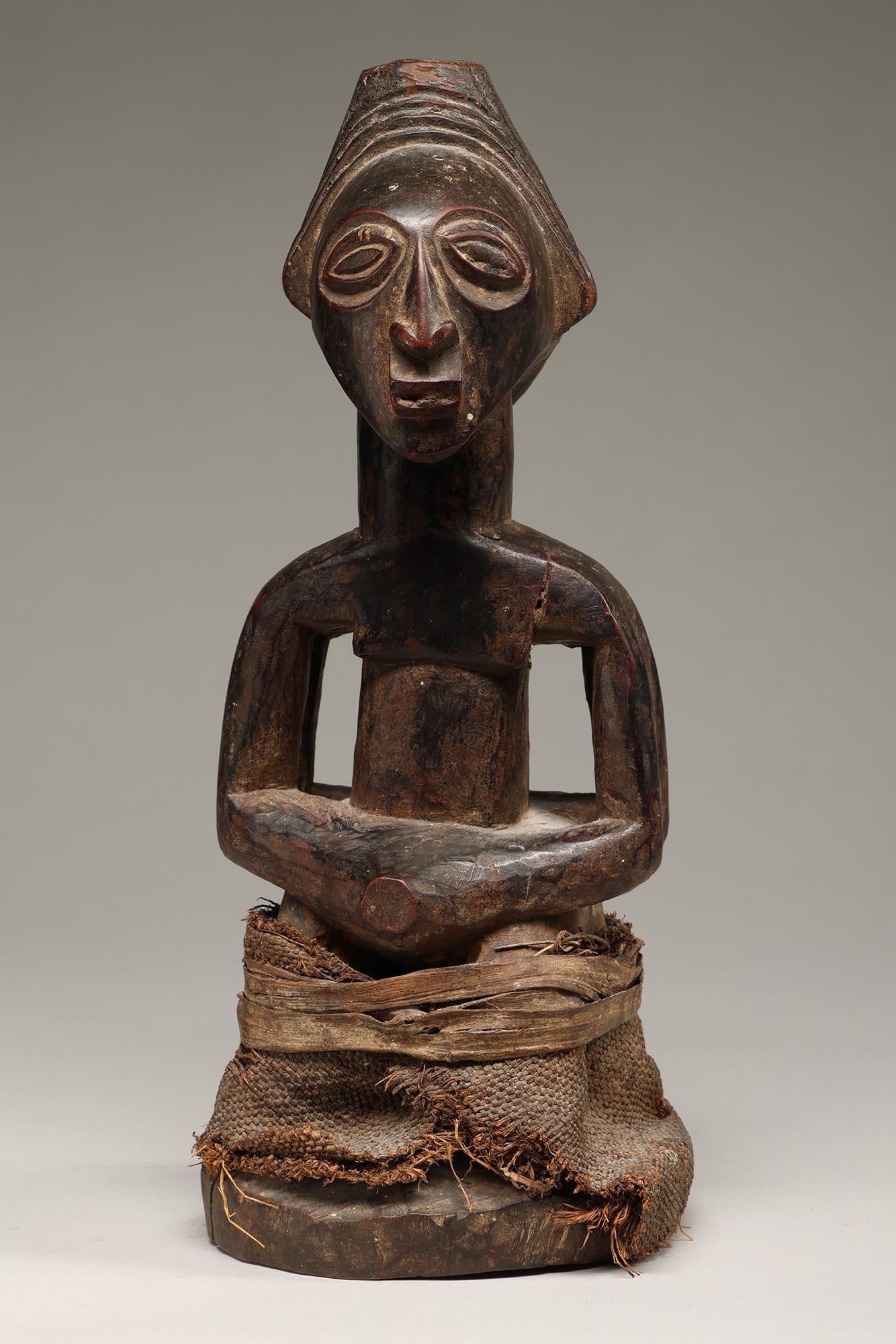 Luba Kabeja Janus Doppelfigur mit Rock, ex Irwin Hersey DRC Kongo, Afrika (Holz) im Angebot