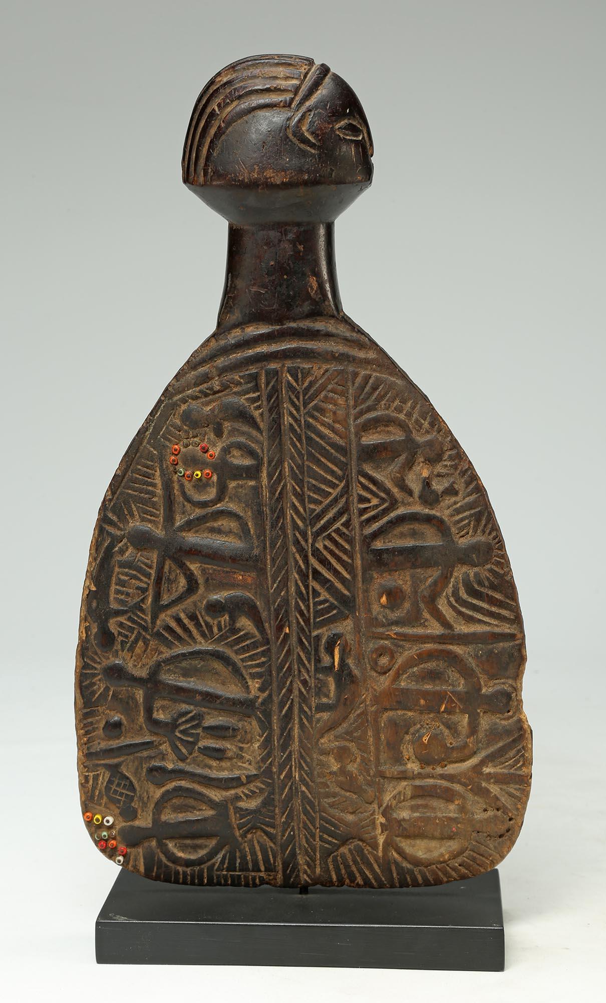 Luba Memory or Story Board with Head Congo Early 20th Century African