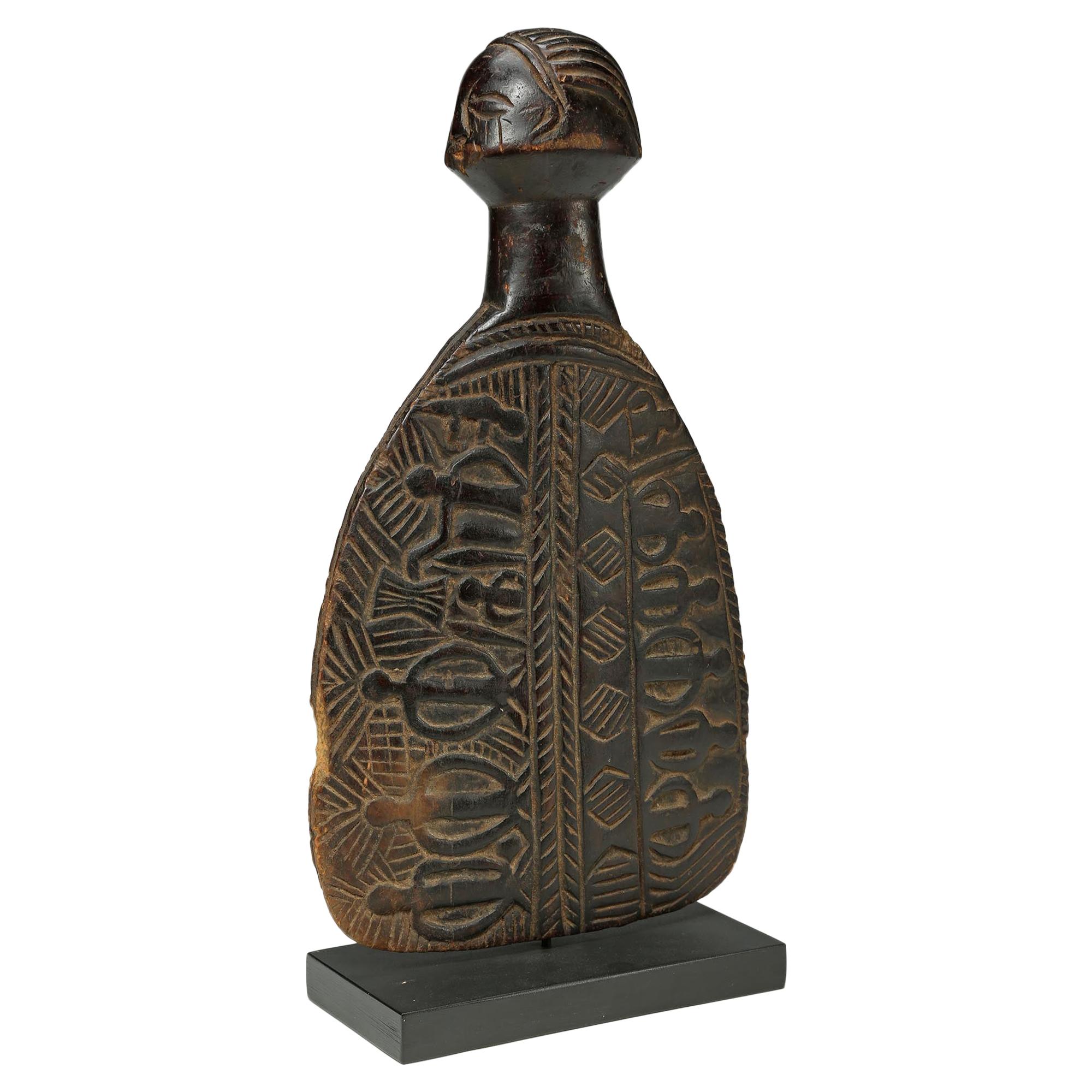 Luba Memory or Story Board with Head Congo Early 20th Century African Tribal Art For Sale