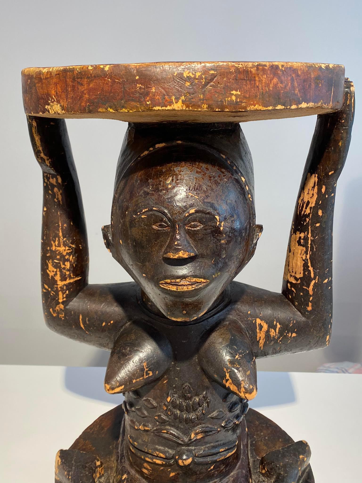 Luba Royal antique caryatide intronisation emblème Mid Century Antiques DR Congo Africa en vente 6