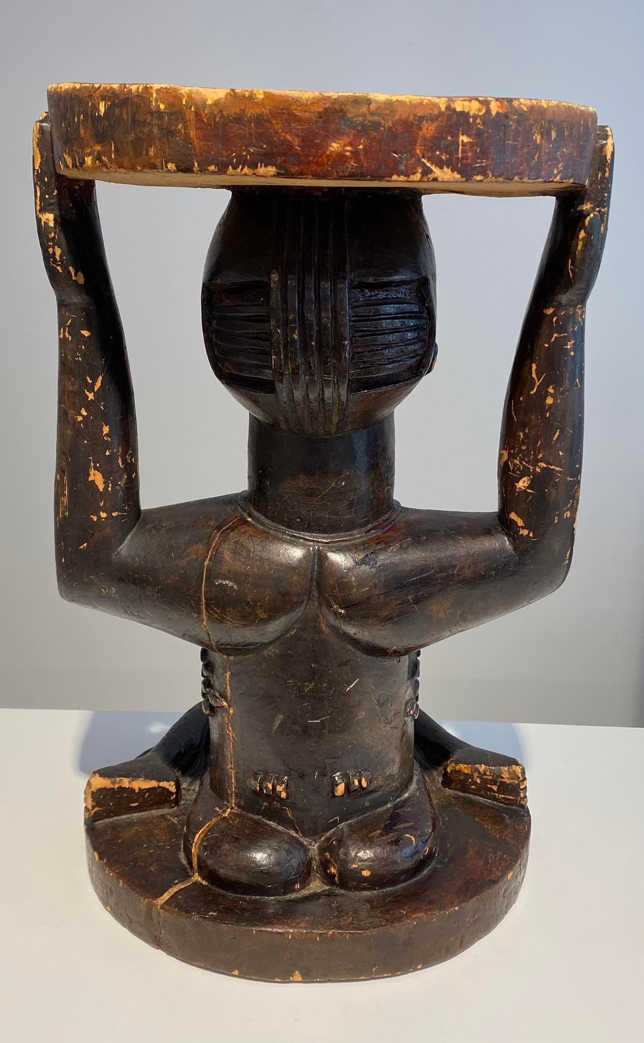 XIXe siècle Luba Royal antique caryatide intronisation emblème Mid Century Antiques DR Congo Africa en vente