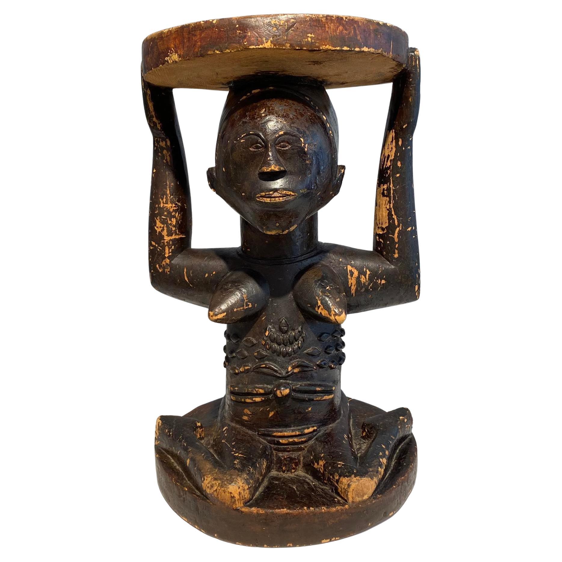 Luba Royal antique caryatid enthronement emblem Mid 19th century DR Congo Africa