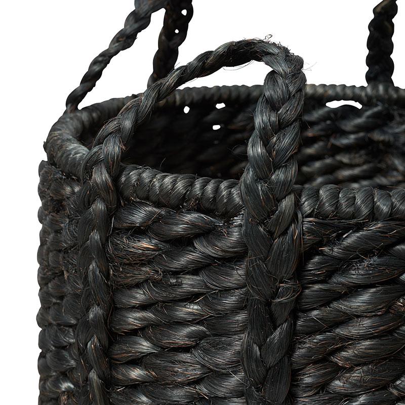 Strikingly textural, our Lubid Black Abaca Basket beautifully combines form with sturdy durability. Handwoven in the Philippines out of black-dyed abaca, a tree fiber that’s tough yet surprisingly soft to the touch, this basket’s chunky weave