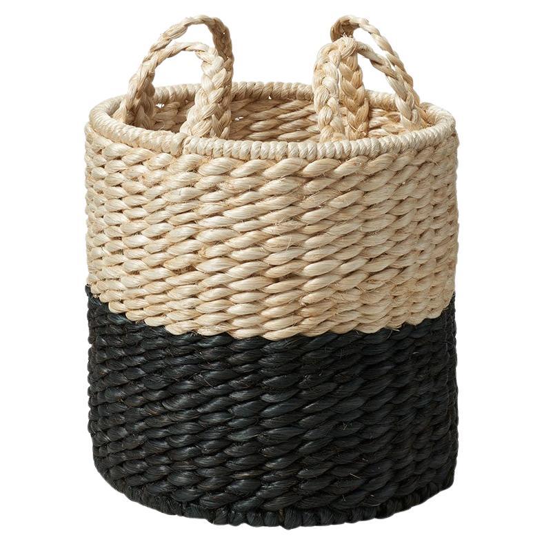 Lubid Abaca Basket, Black Dipped 16" For Sale