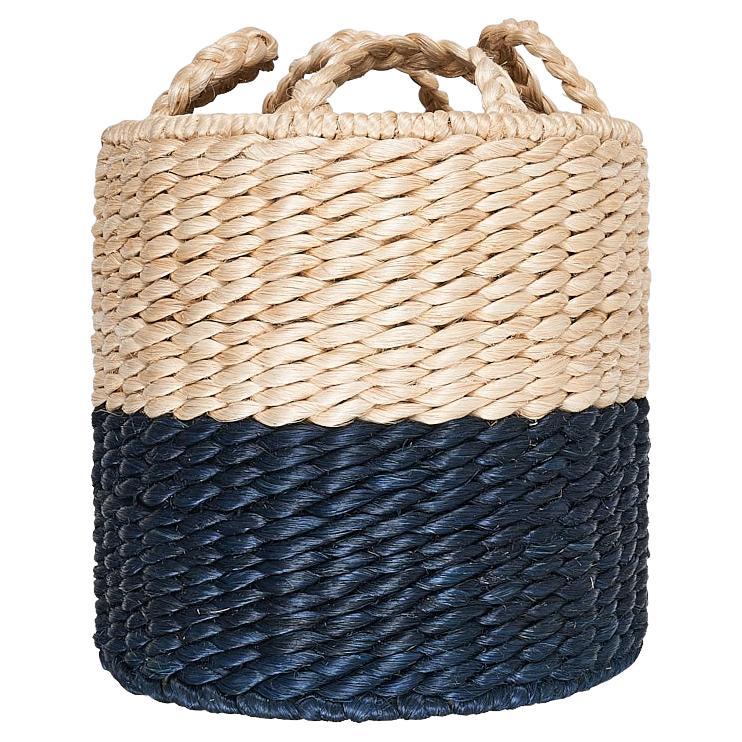 Lubid Abaca Basket, Blue Dipped 16" For Sale