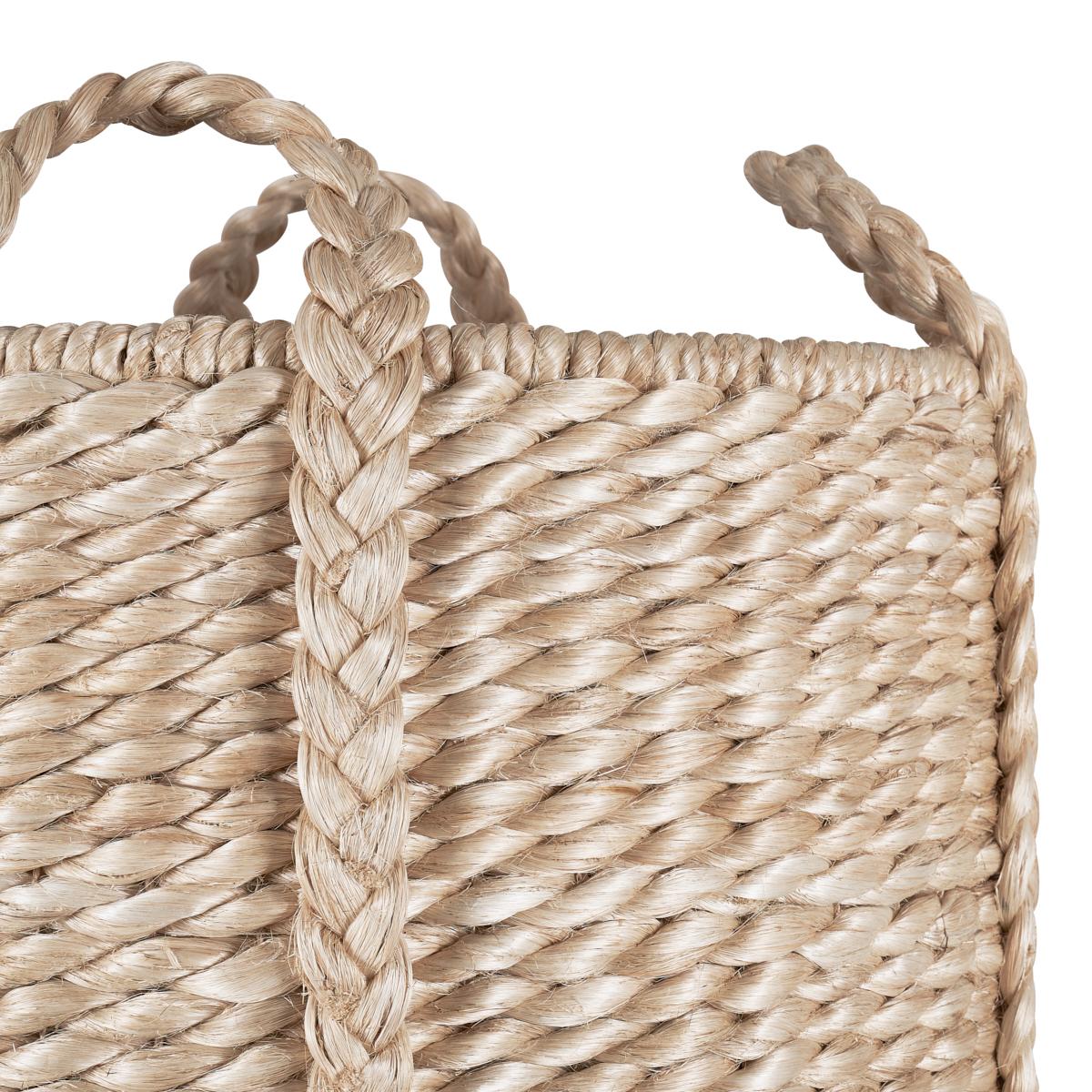 Strikingly textural, our Lubid Natural Abaca Basket beautifully combines form with sturdy durability. Handwoven in the Philippines out of abaca, a tree fiber that’s tough yet surprisingly soft to the touch, this basket’s chunky weave contrasts with