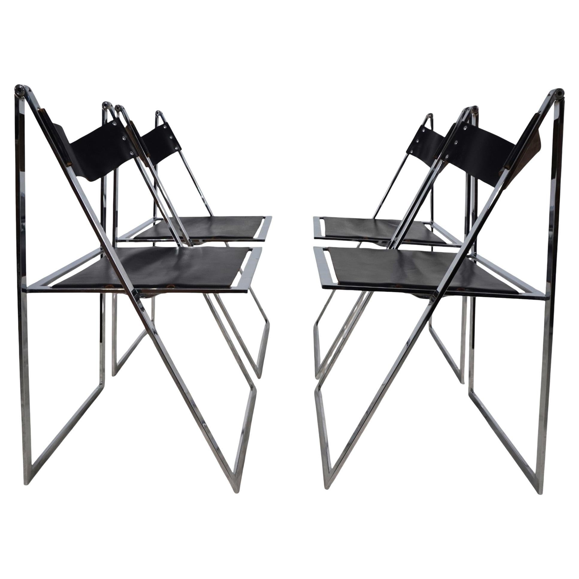 Lübke Folding Dining Chairs Set by Fantoni & Geraci, 1970