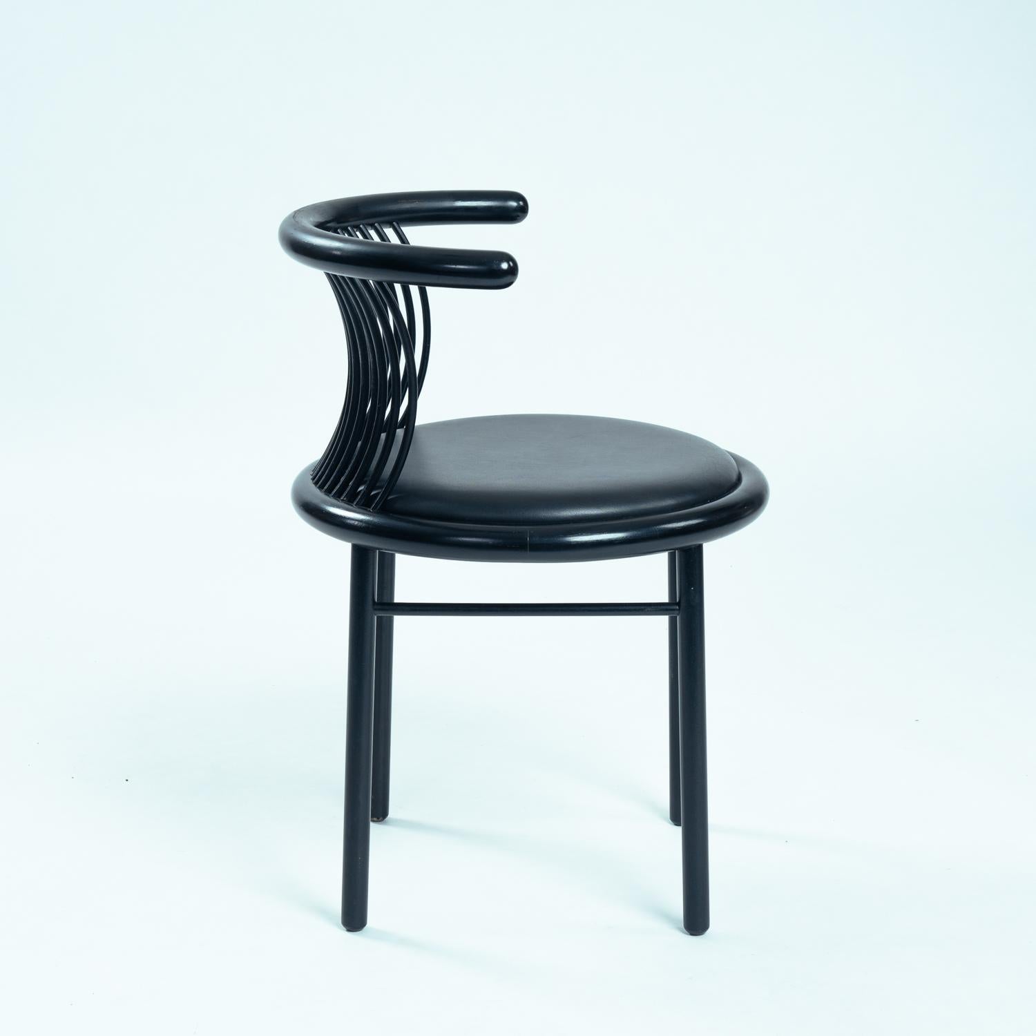Japanned Lubke dining chairs Japandi bentwood Herbert Jutta Ohl, 1980s For Sale