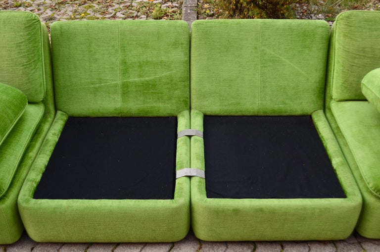 LÜBKE & ROLF Vintage Modular limegreen Living Room Suite Sectional Sofa Germany For Sale 4