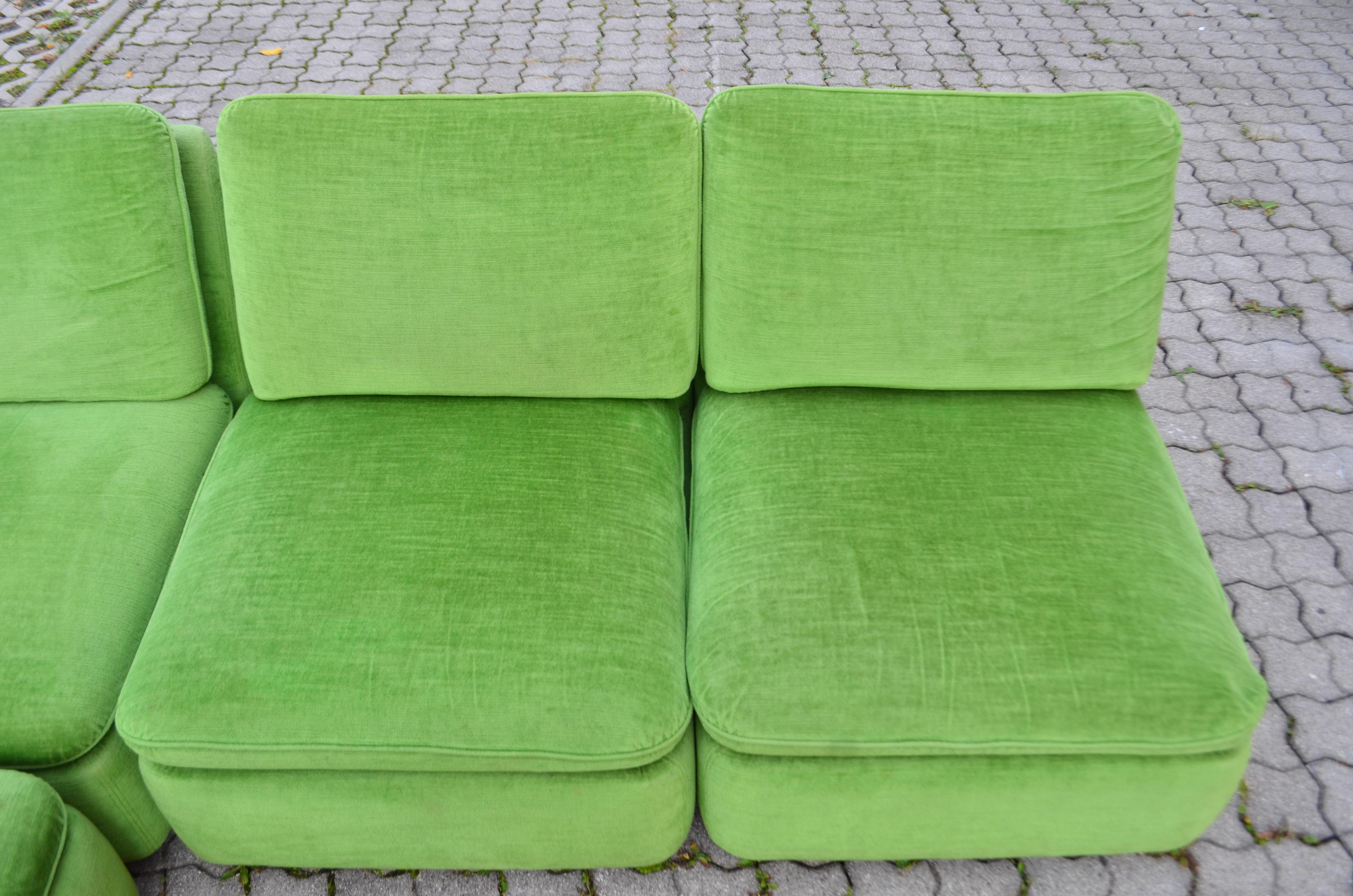 COR LÜBKE & ROLF Vintage Modular limegreen Living Room Suite Sectional Sofa  For Sale 1