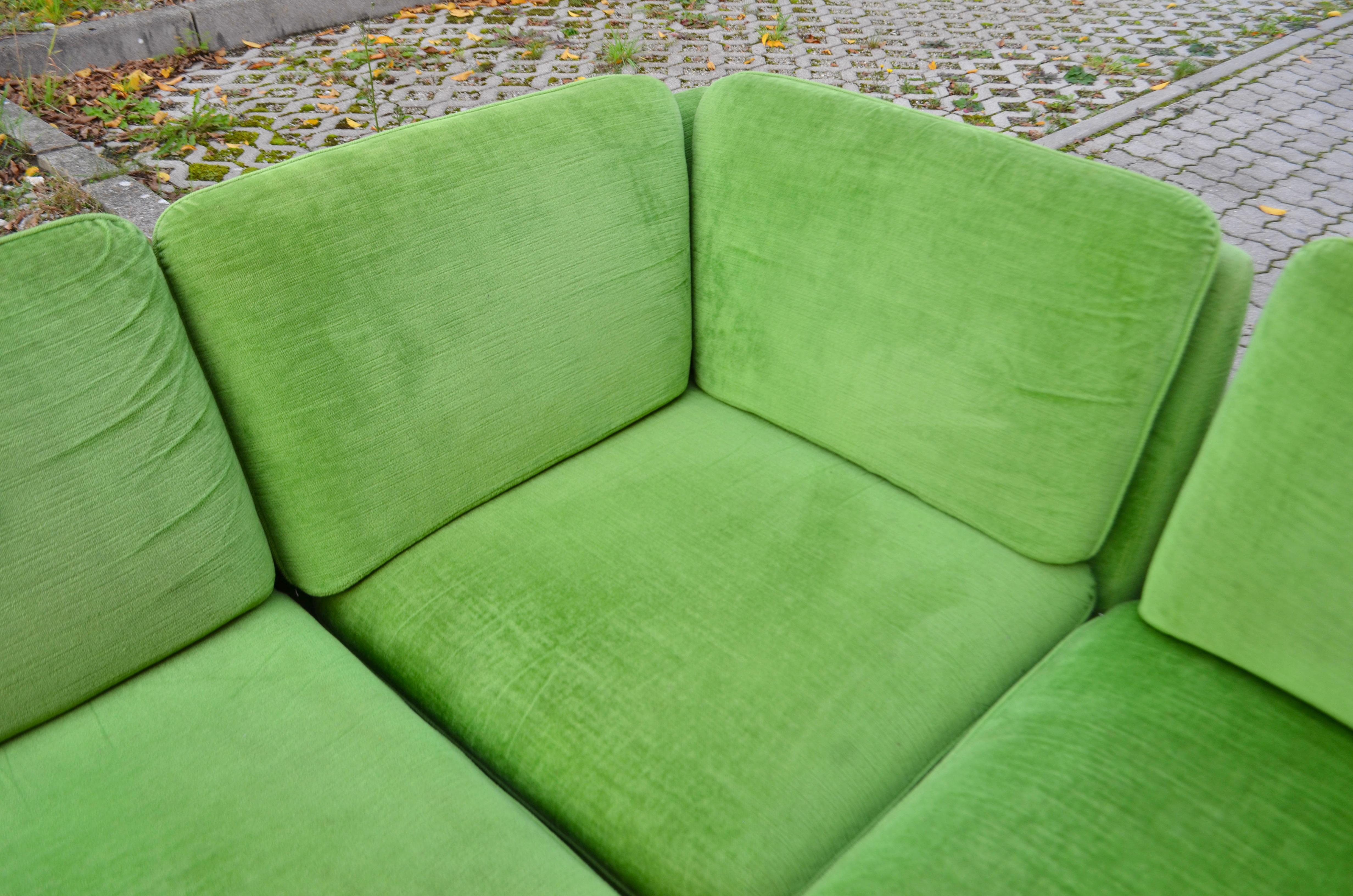 COR LÜBKE & ROLF Vintage Modular limegreen Living Room Suite Sectional Sofa  For Sale 2