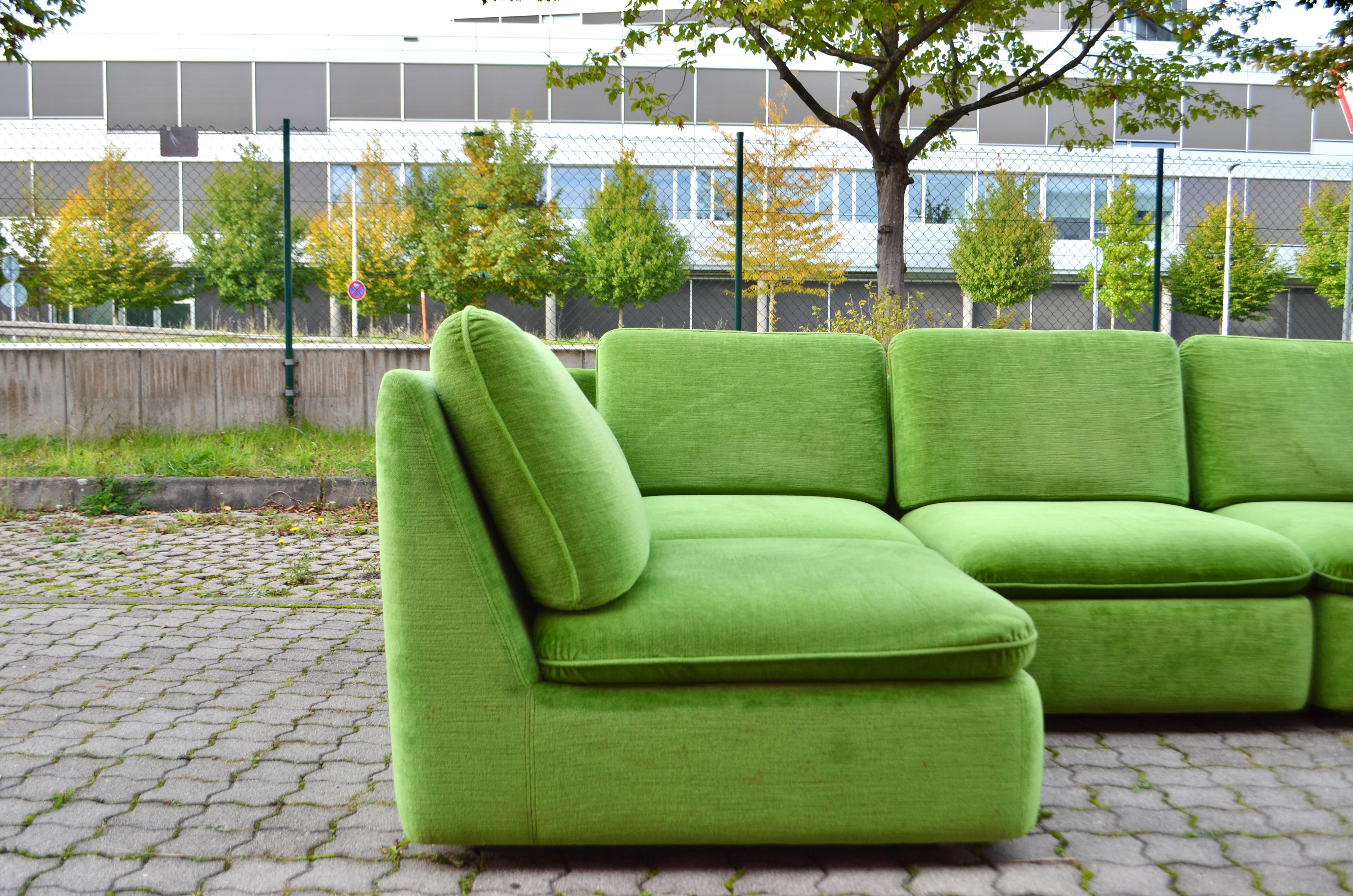COR LÜBKE & ROLF Vintage Modular limegreen Living Room Suite Sectional Sofa  For Sale 9