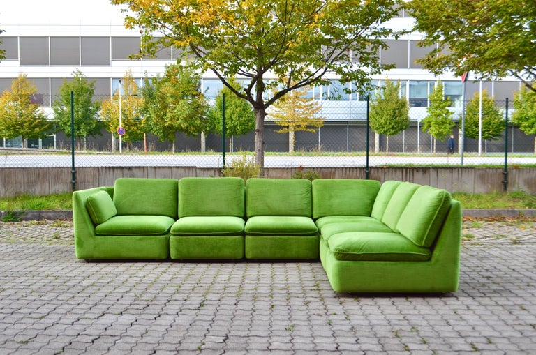 Mid-Century Modern LÜBKE & ROLF Vintage Modular limegreen Living Room Suite Sectional Sofa Germany For Sale