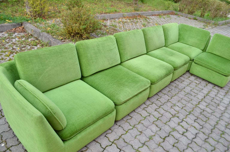Late 20th Century LÜBKE & ROLF Vintage Modular limegreen Living Room Suite Sectional Sofa Germany For Sale