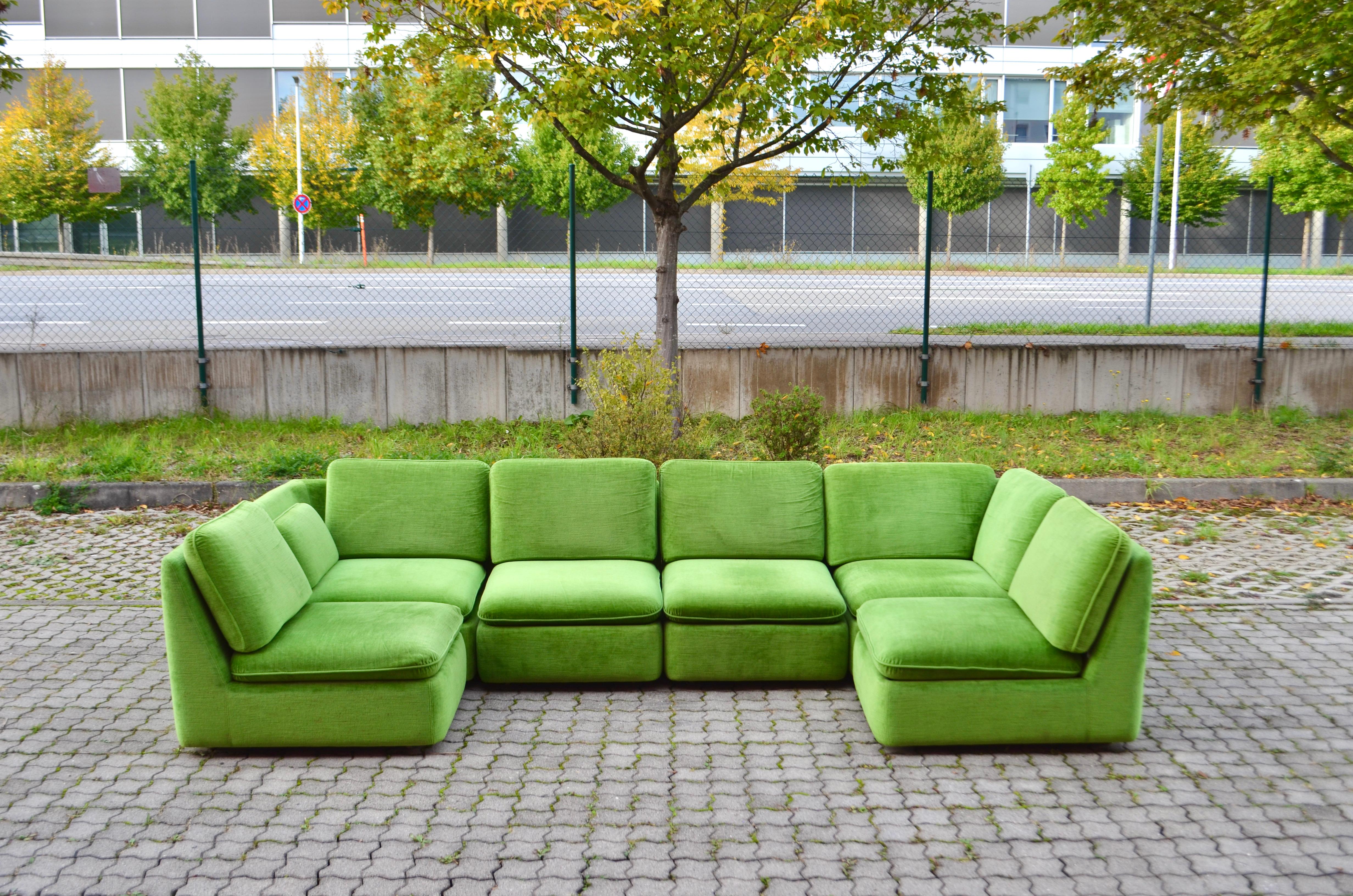 Mid-Century Modern COR LÜBKE & ROLF Vintage Modular limegreen Living Room Suite Sectional Sofa  For Sale