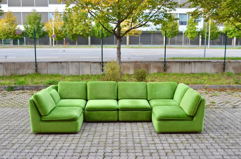 Latex LÜBKE & ROLF Vintage Modular limegreen Living Room Suite Sectional Sofa Germany For Sale