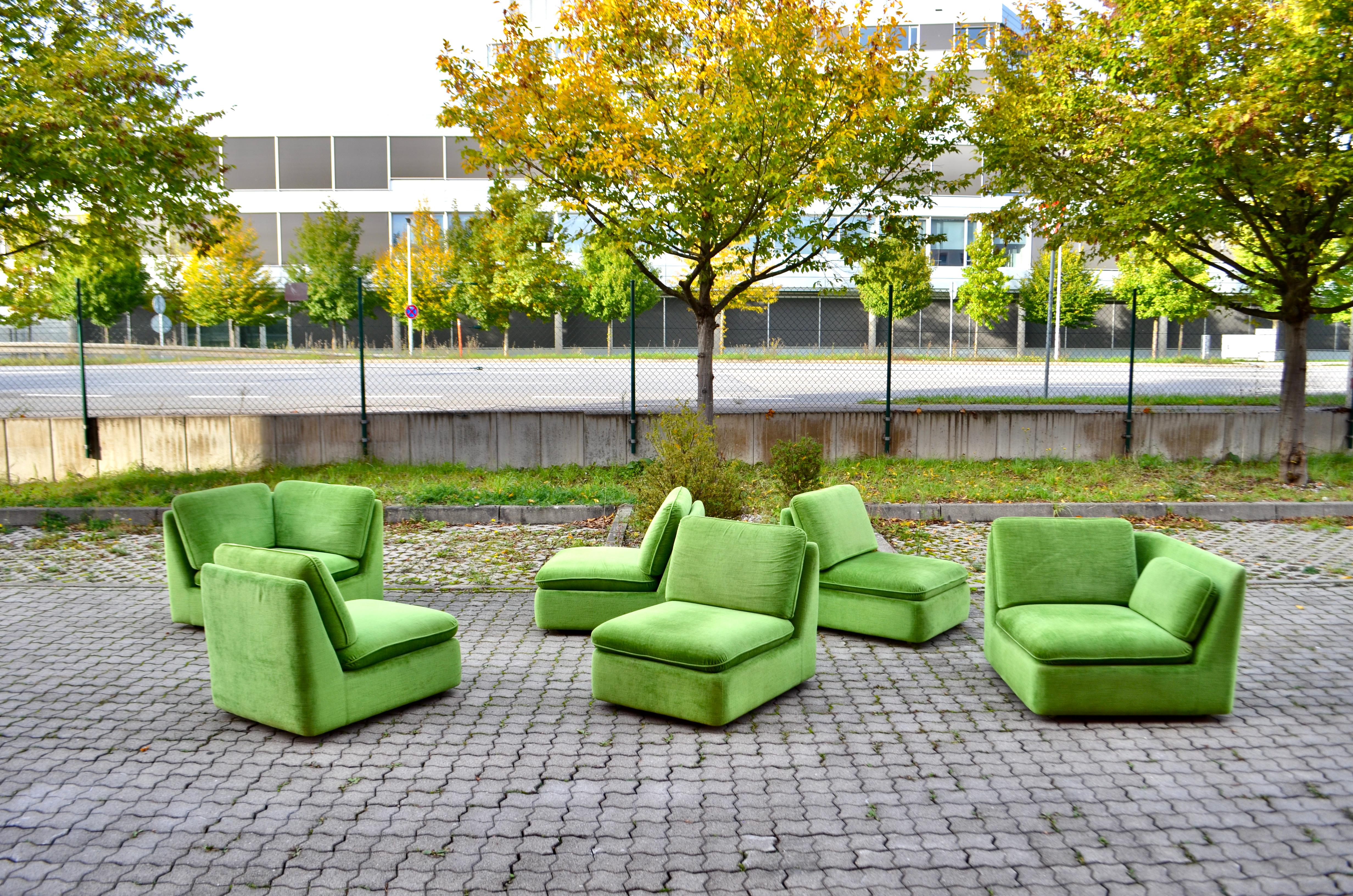 COR LÜBKE & ROLF Vintage Modular limegreen Living Room Suite Sectional Sofa  In Good Condition For Sale In Munich, Bavaria