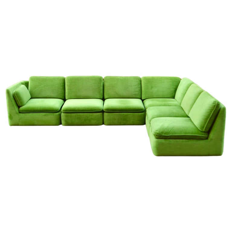 LÜBKE & ROLF Vintage Modular limegreen Living Room Suite Sectional Sofa Germany For Sale