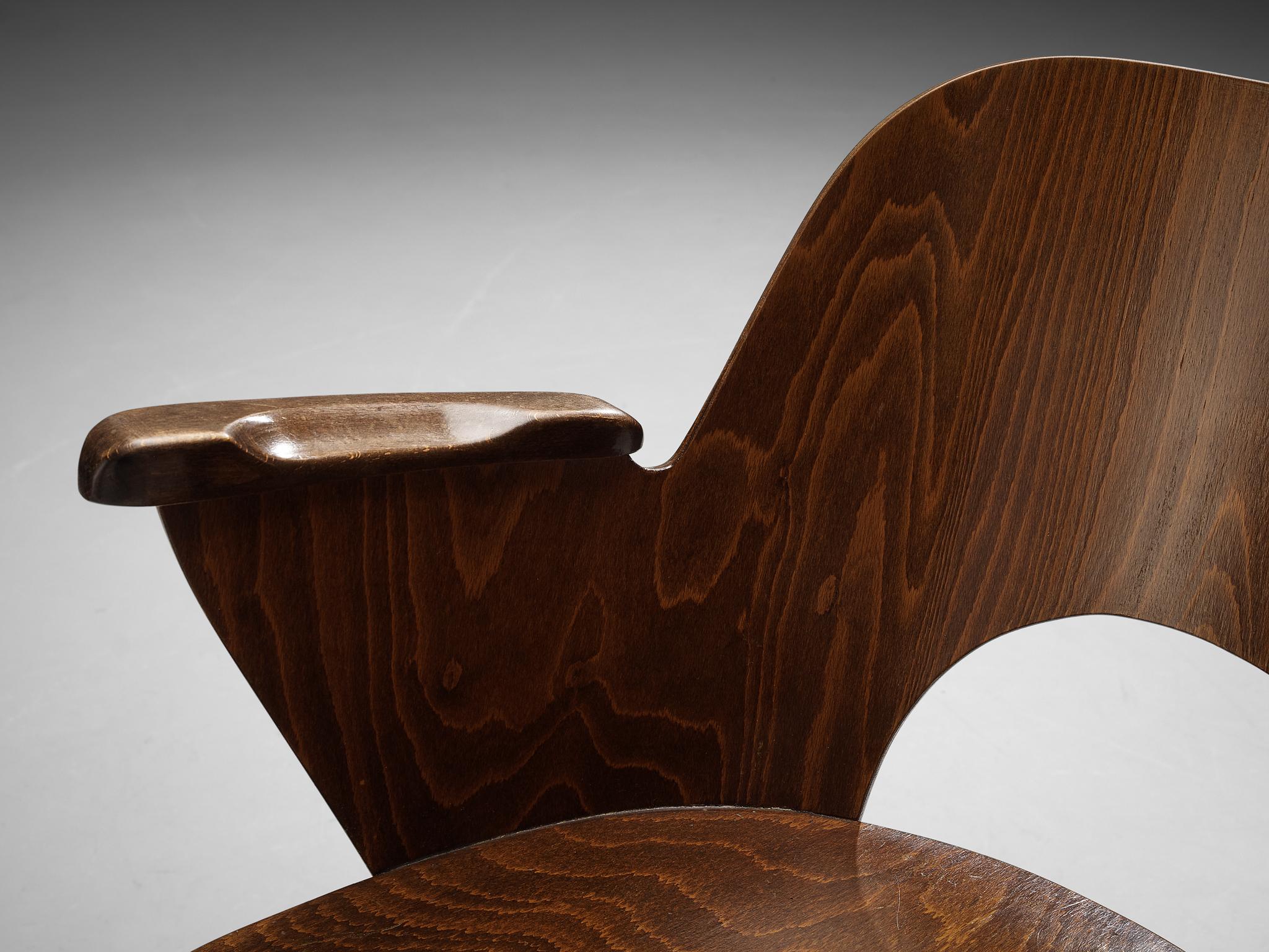 Lubomír Hofmann for TON Armchair in Stained Wood In Good Condition In Waalwijk, NL