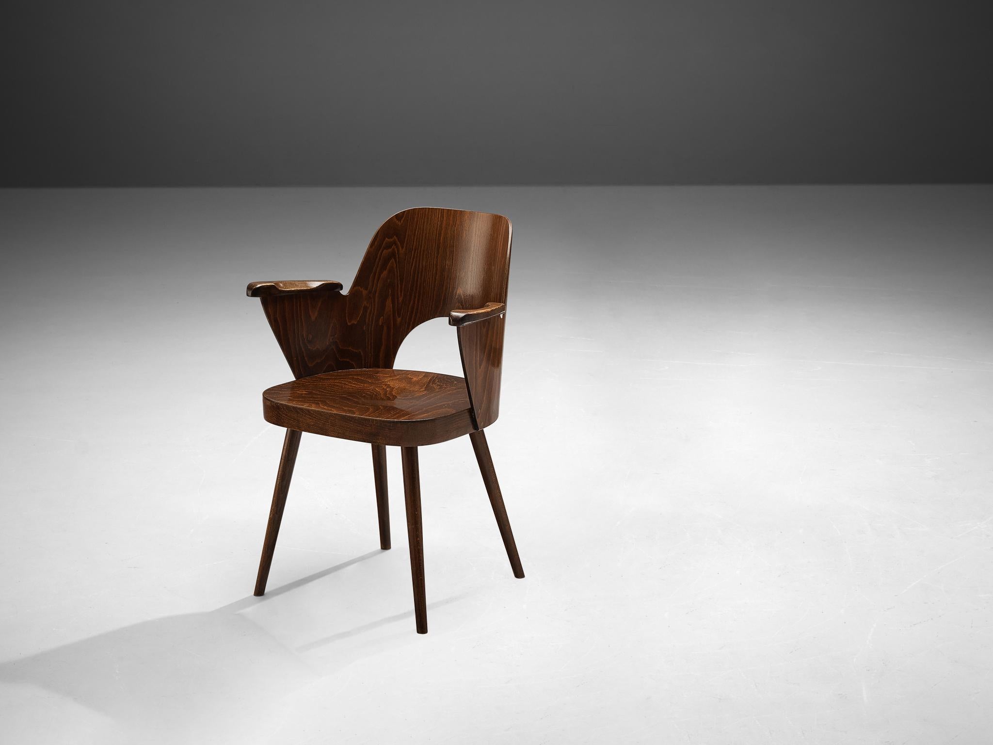 Lubomír Hofmann for TON Armchair in Stained Wood 1