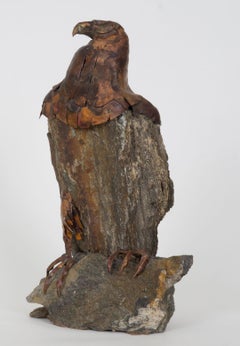 20th Century Stone and Copper Eagle, Animal/Bird Sculpture