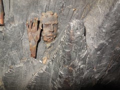 Holocaust Memorial Polish Sculpture Burnt Wood Metal Judaica Jewish Memorial Art